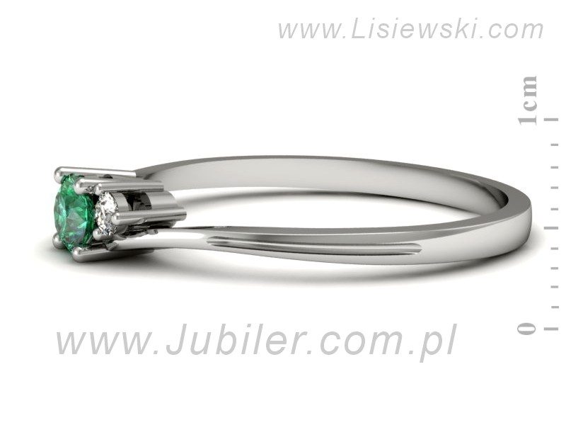 Złoty pierścionek ze szmaragdem i brylantami - p16125bsm — zdjęcie 2
