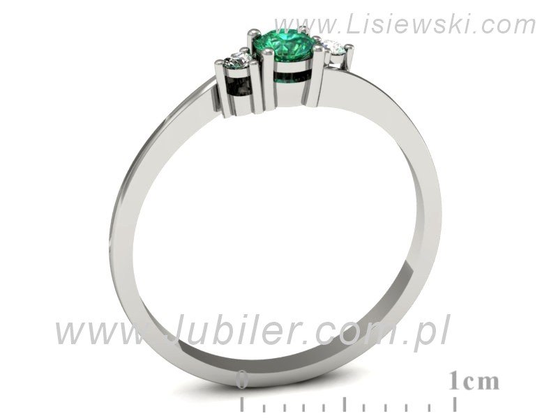 Złoty pierścionek ze szmaragdem i brylantami - p16125bsm — zdjęcie 3