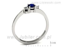 Pierścionek z szafirem i brylantami z białego złota 585 - p16125bsz- 3