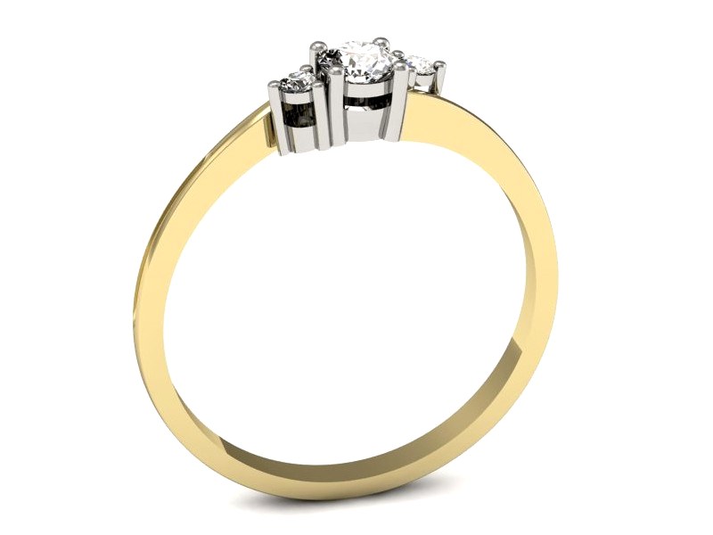 Pierścionek z diamentami żółte i białe złoto - p16125zb — zdjęcie 3