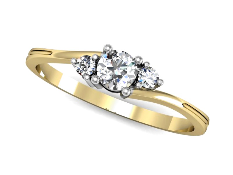 Pierścionek z diamentami żółte i białe złoto - p16125zb