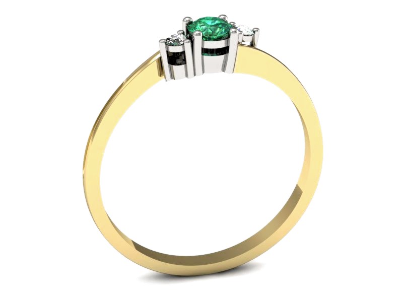 Złoty pierścionek ze szmaragdem i diamentami - p16125zbsm — zdjęcie 3
