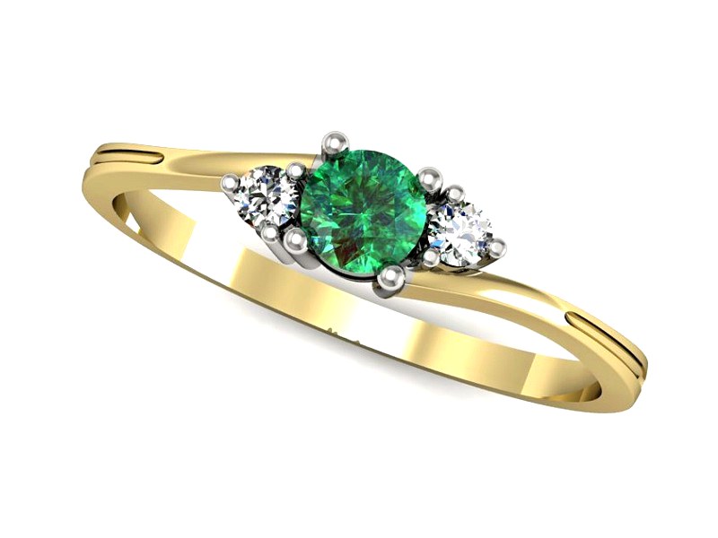 Złoty pierścionek ze szmaragdem i diamentami - p16125zbsm