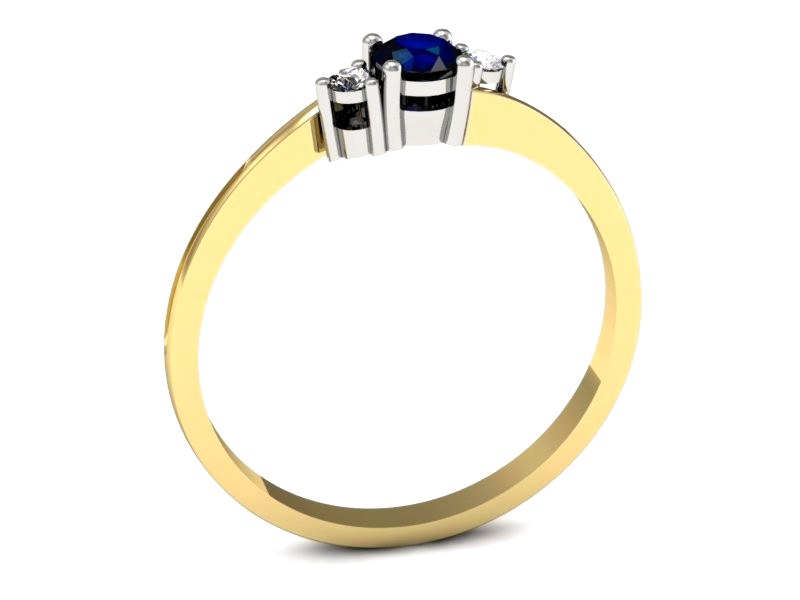 Złoty pierścionek z szafirem i brylantami - p16125zbsz — zdjęcie 3