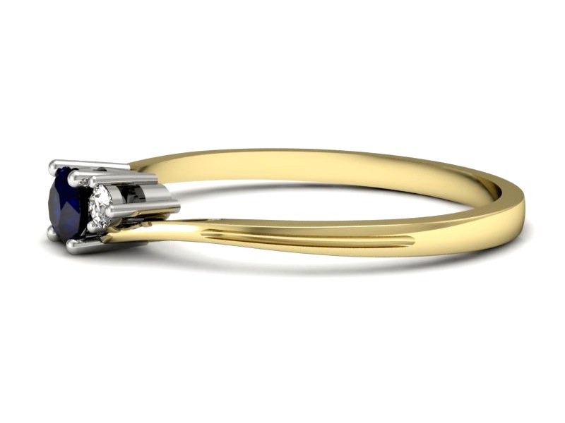 Złoty pierścionek z szafirem i brylantami - p16125zbsz — zdjęcie 2
