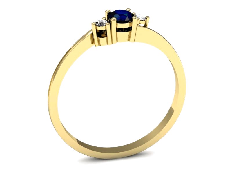 Złoty pierścionek z szafirem i brylantami - p16125zsz — zdjęcie 3