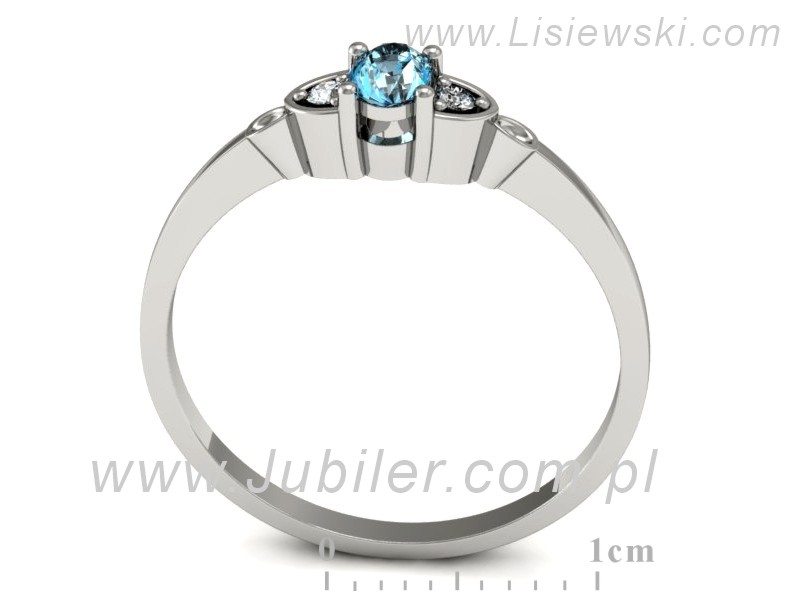 Złoty pierścionek z akwamarynem i brylantami - p16126ba — zdjęcie 3