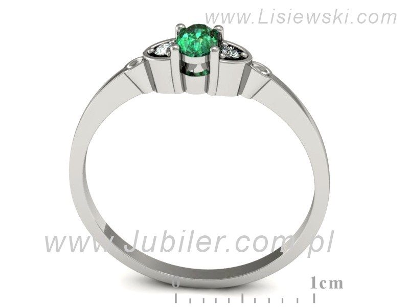 Złoty pierścionek ze szmaragdem i brylantami - p16126bsm — zdjęcie 3