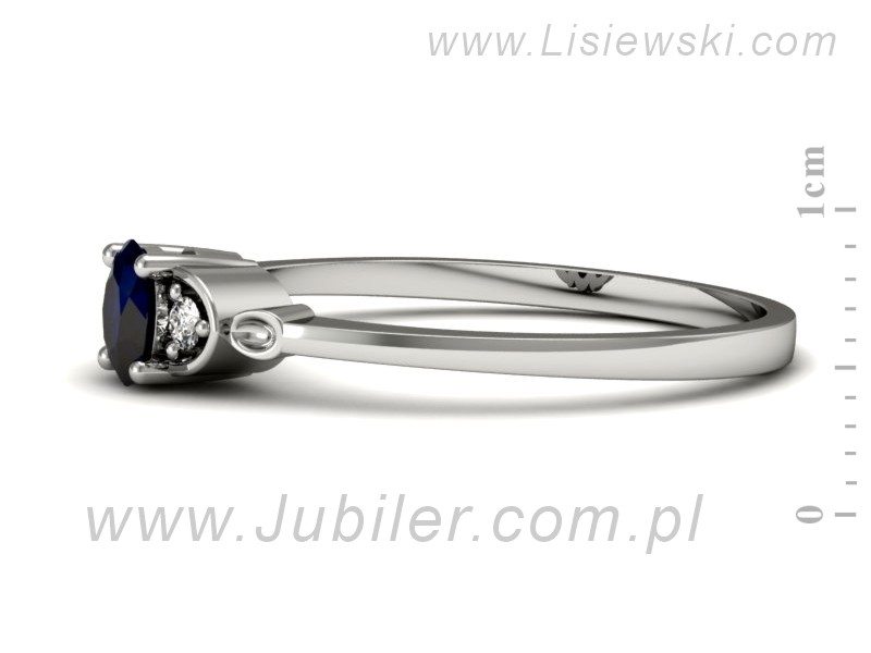 Pierścionek z szafirem i brylantami białe złoto - p16126bsz — zdjęcie 2