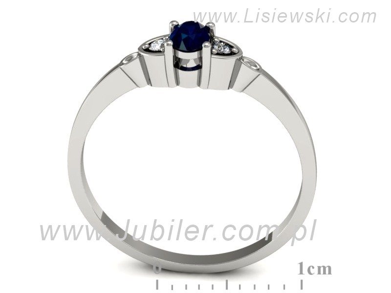 Pierścionek z szafirem i brylantami białe złoto - p16126bsz — zdjęcie 3
