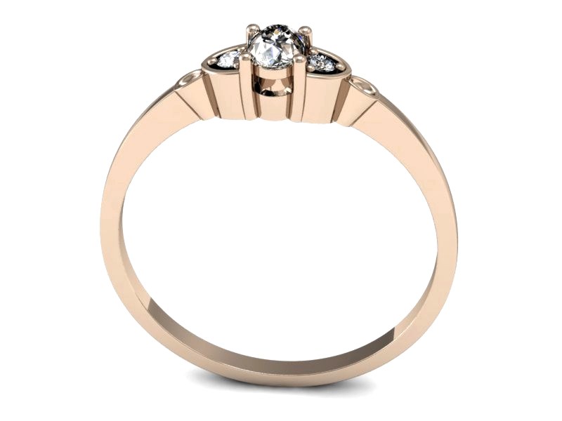 Złoty pierścionek z diamentem z różowego złota - p16126c — zdjęcie 3