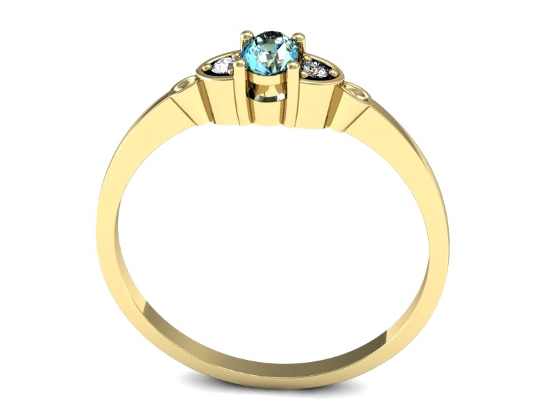 Złoty pierścionek z akwamarynem i diamentami - p16126za — zdjęcie 3