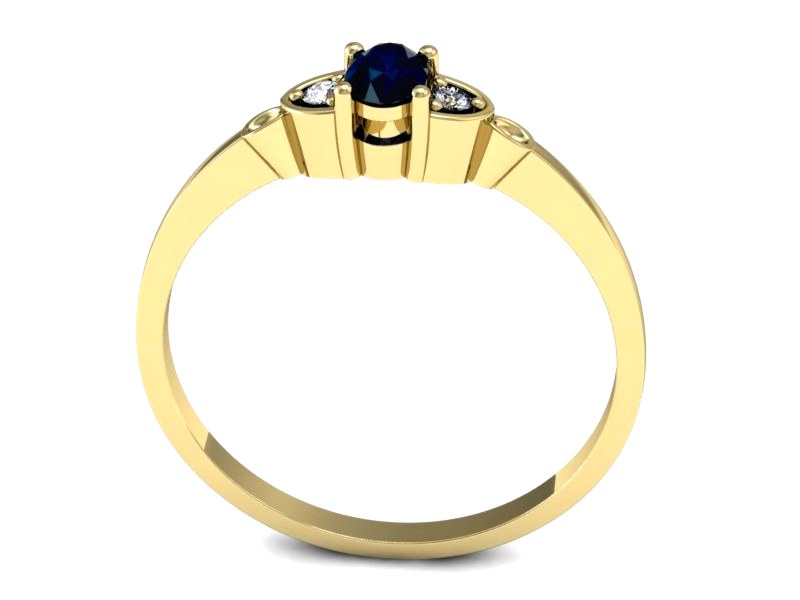 Złoty pierścionek z szafirem i brylantami - p16126zsz — zdjęcie 3