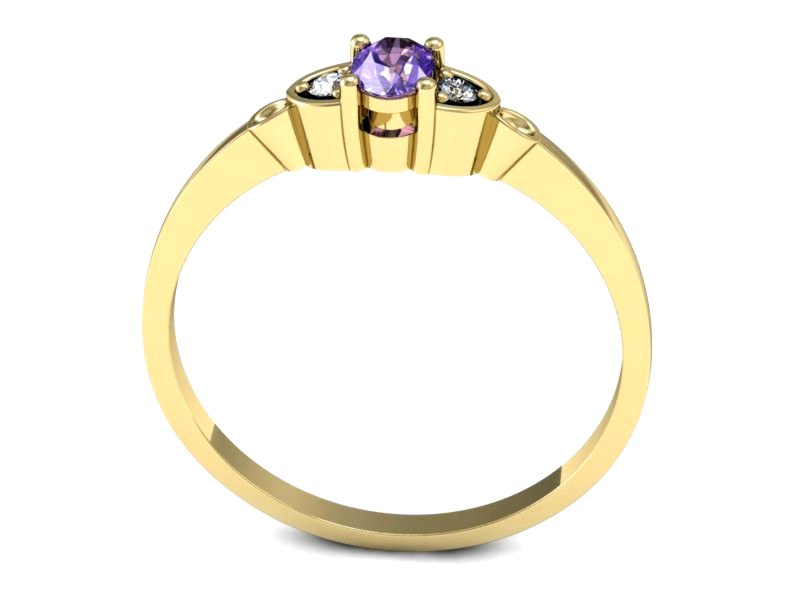 Pierścionek z tanzanitem i brylantami żółte złoto - p16126zt — zdjęcie 3