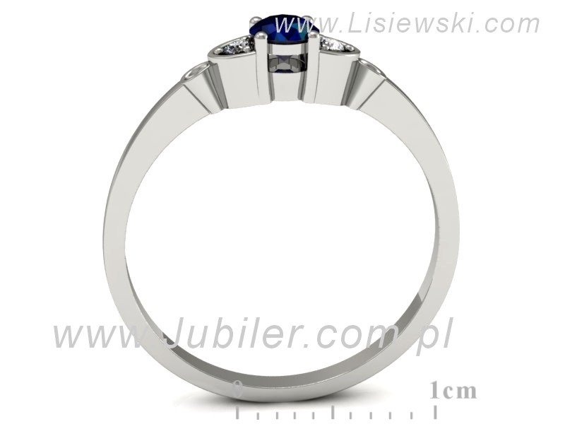 Pierścionek z szafirem i brylantami białe złoto - p16127bsz — zdjęcie 3