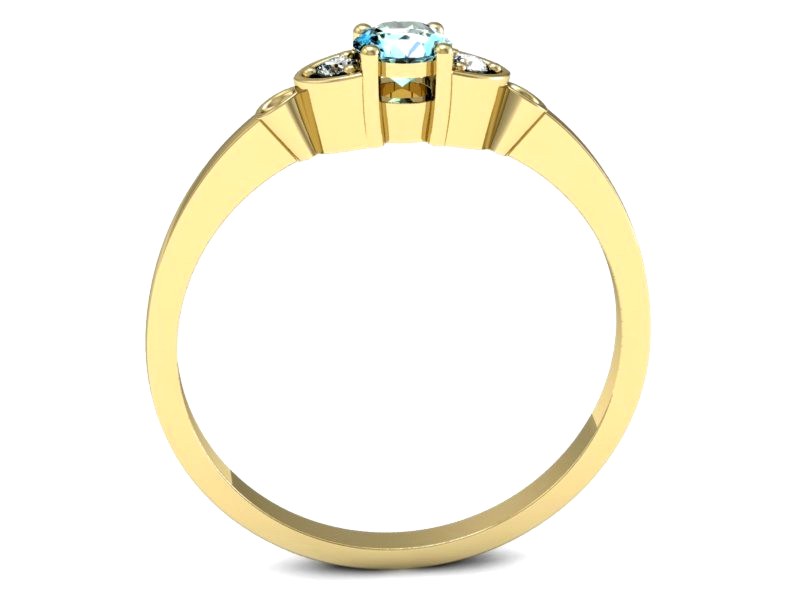 Złoty pierścionek z akwamarynem i diamentami - p16127za — zdjęcie 3