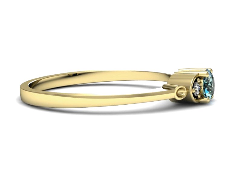 Złoty pierścionek z akwamarynem i diamentami - p16127za — zdjęcie 2