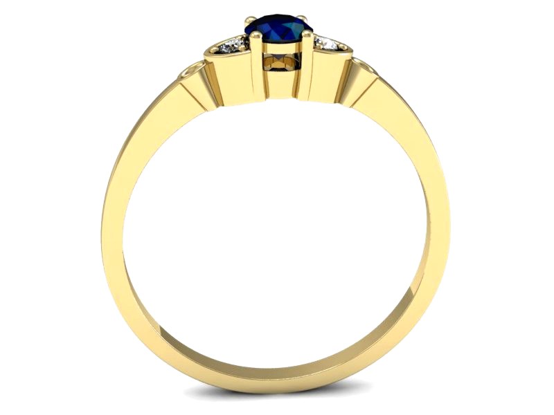 Złoty pierścionek z szafirem i brylantami - p16127zsz — zdjęcie 3