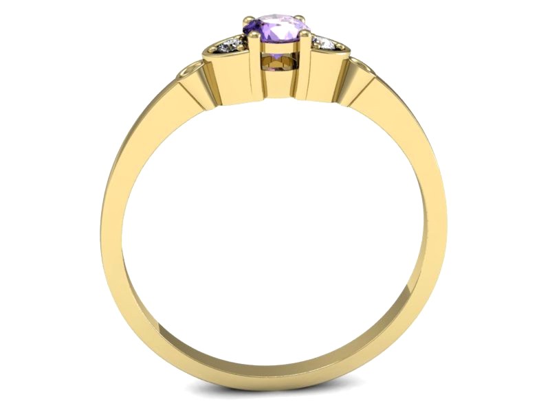 Pierścionek z tanzanitem i brylantami żółte złoto - p16127zt — zdjęcie 3