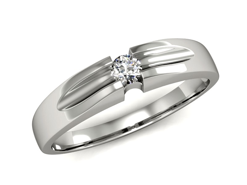 Złoty pierścionek z brylantem białe złoto - p16128b