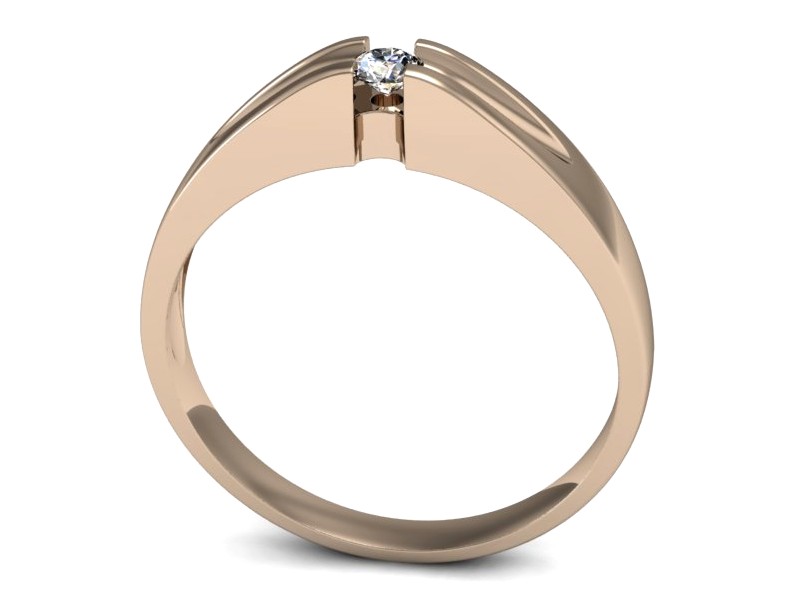 Złoty pierścionek z brylantem różowe złoto - p16128c — zdjęcie 3