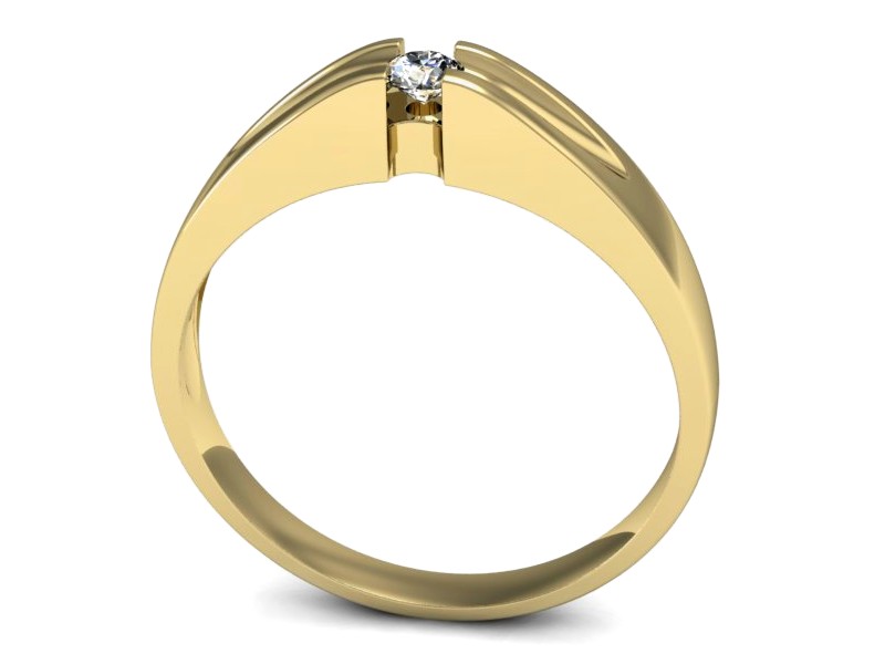 Złoty pierścionek z brylantem żółte złoto - p16128z — zdjęcie 3
