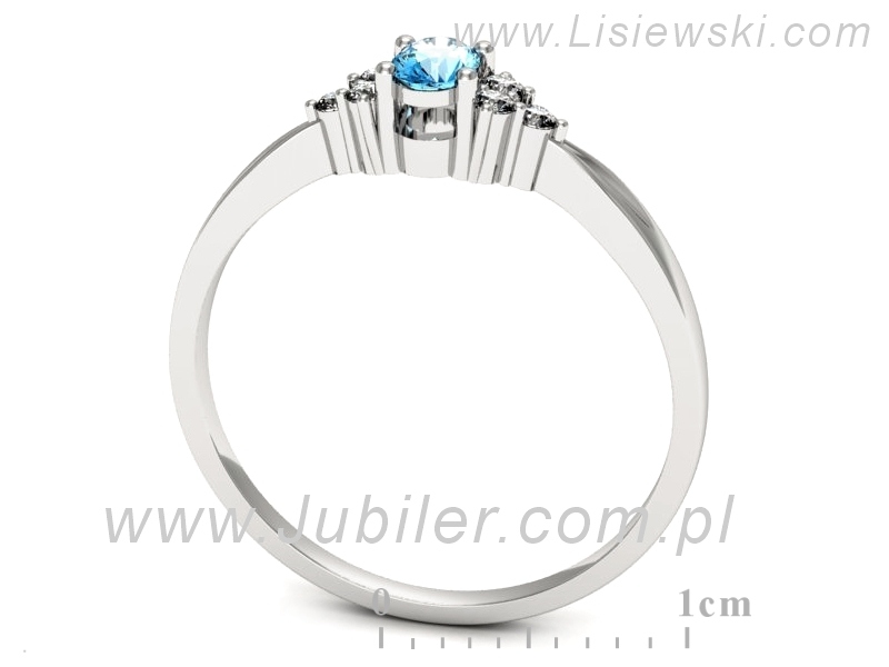 Złoty pierścionek z akwamarynem z brylantami - p16130ba — zdjęcie 3