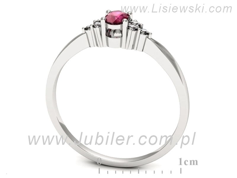 Pierścionek z rubinem i brylantami białe złoto - p16130br — zdjęcie 3