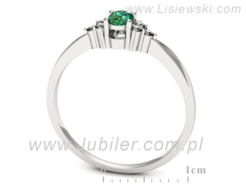Złoty pierścionek ze szmaragdem i brylantami - p16130bsm — zdjęcie 3