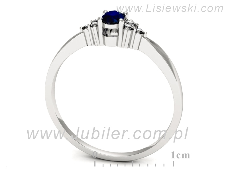 Pierścionek z szafirem i brylantami białe złoto - p16130bsz — zdjęcie 3