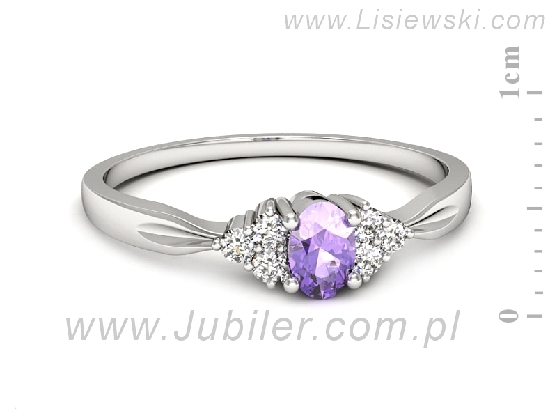 Pierścionek z tanzanitem białe złoto z brylantami - p16130bt — zdjęcie 2