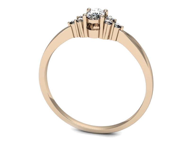 Złoty pierścionek z diamentem z różowego złota - p16130c — zdjęcie 3