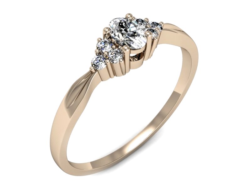 Złoty pierścionek z diamentem z różowego złota - p16130c