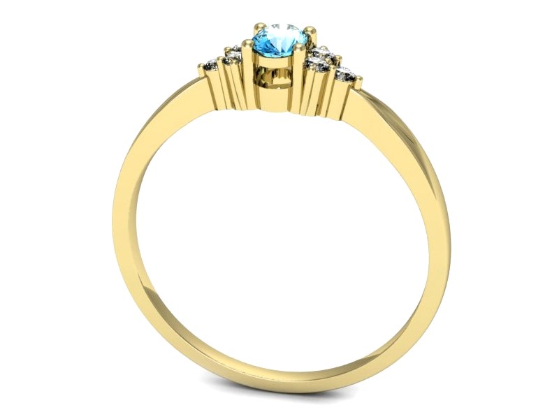 Pierścionek z akwamarynem brylanty żółte złoto - p16130za — zdjęcie 3