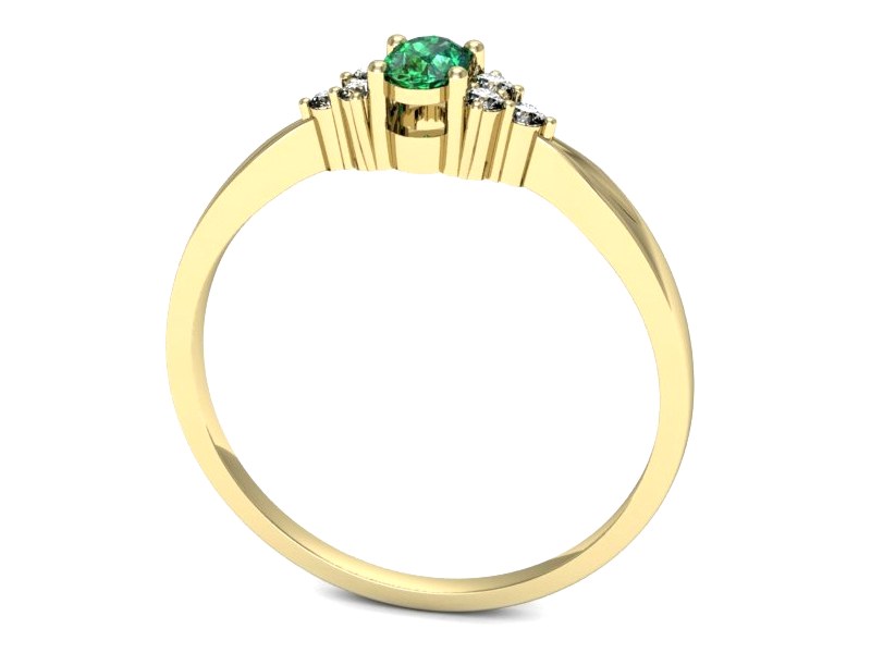Złoty pierścionek ze szmaragdem i diamentami - p16130zsm — zdjęcie 3