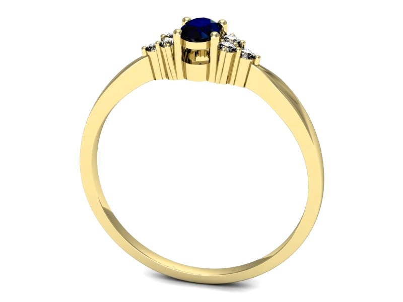 Złoty pierścionek z szafirem i diamentami - p16130zsz — zdjęcie 3