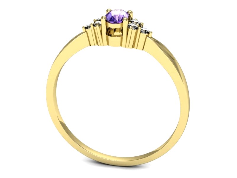 Pierścionek z tanzanitem i brylantami żółte złoto - p16130zt — zdjęcie 3