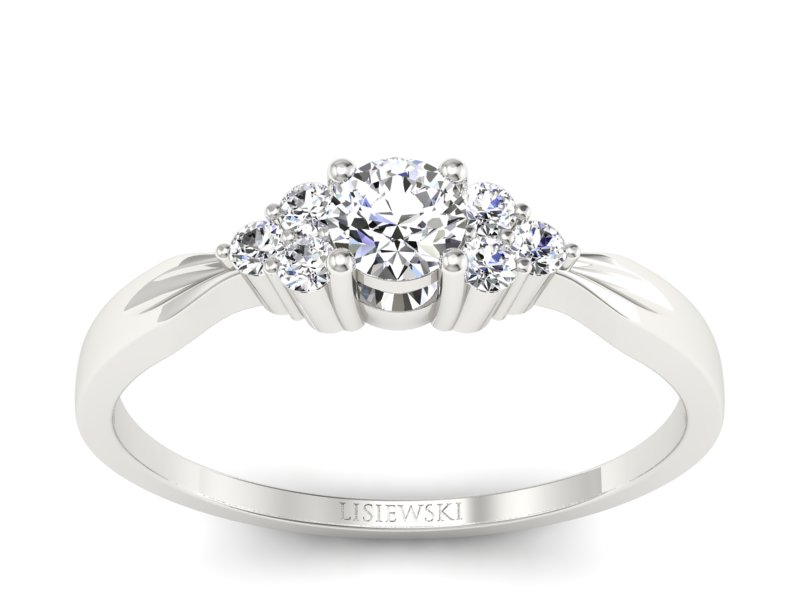 Złoty pierścionek z brylantami białe złoto - p16131b