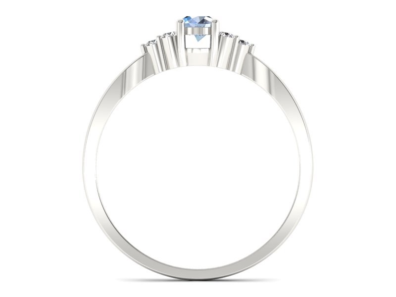 Złoty pierścionek z akwamarynem i brylantami - p16131ba — zdjęcie 2