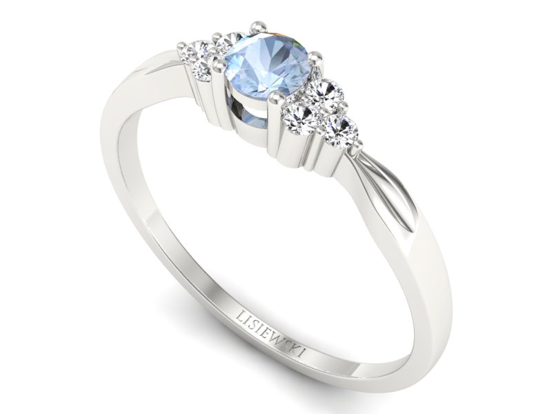 Złoty pierścionek z akwamarynem i brylantami - p16131ba — zdjęcie 3