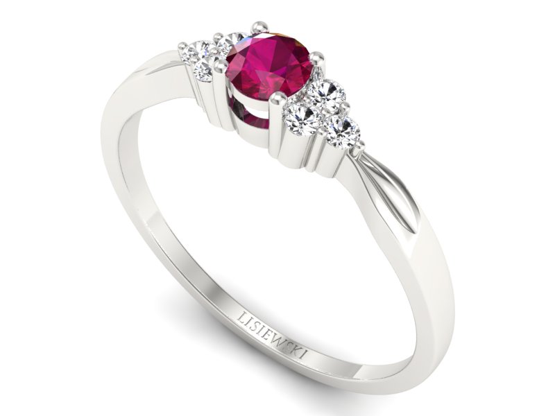 Pierścionek z rubinem i brylantami białe złoto - p16131br — zdjęcie 3