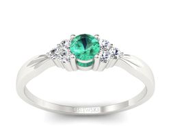 Złoty Pierścionek ze szmaragdem i brylantami - p16131bsm