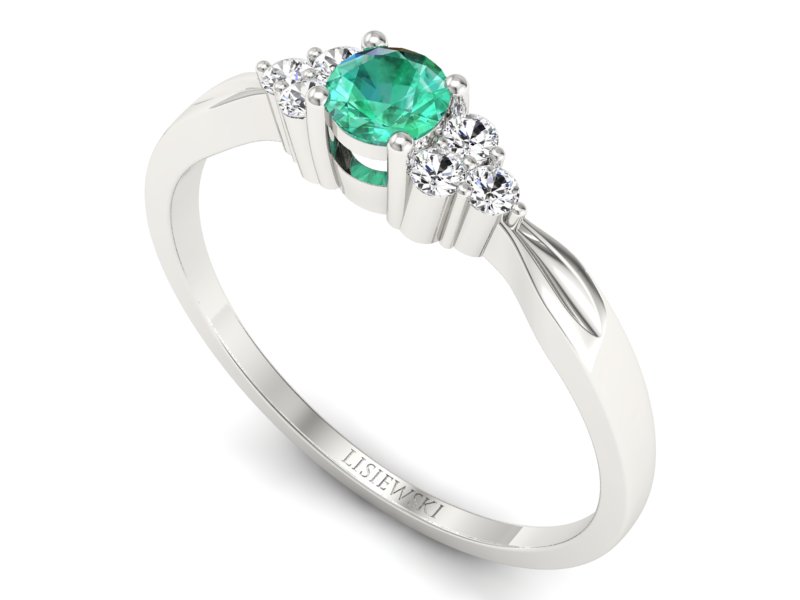 Złoty pierścionek ze szmaragdem i brylantami - p16131bsm — zdjęcie 3