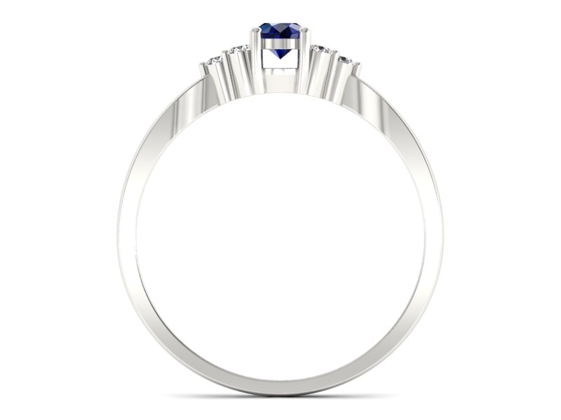 Pierścionek z szafirem i brylantami białe złoto - p16131bsz — zdjęcie 2