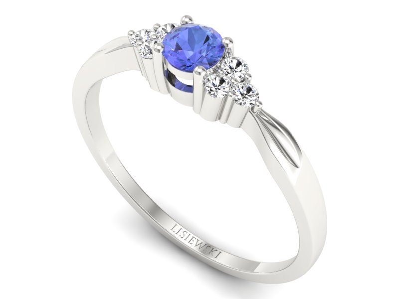 Pierścionek z tanzanitem białe złoto i brylantami - p16131bt — zdjęcie 3