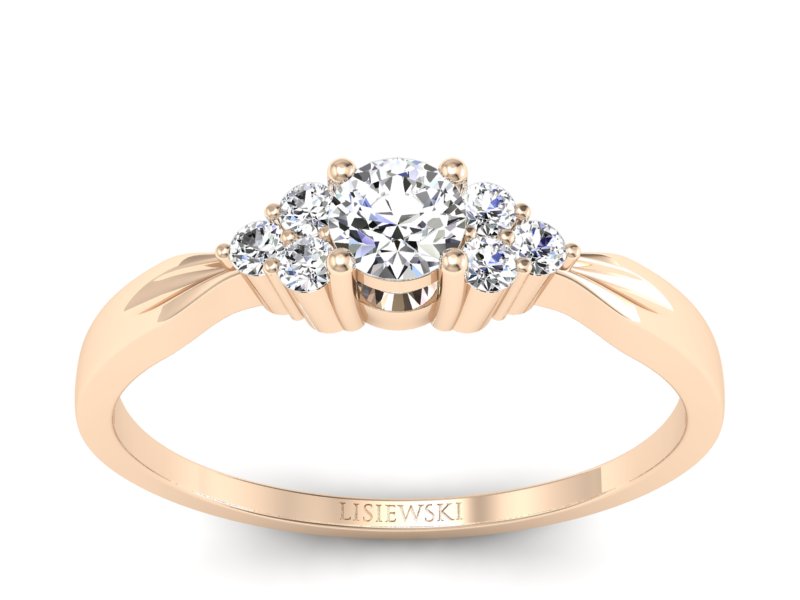 Złoty pierścionek z brylantami różowe złoto - p16131c