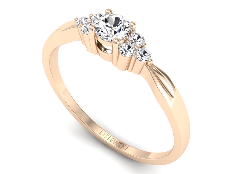 Złoty pierścionek z brylantami różowe złoto - p16131c — zdjęcie 3