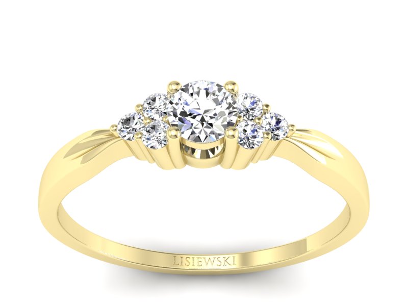 Złoty pierścionek z brylantami żółte złoto - p16131z