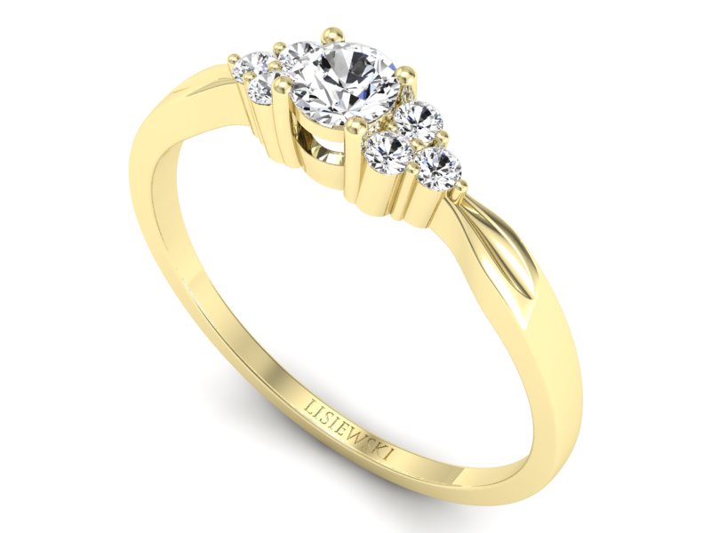 Złoty pierścionek z brylantami żółte złoto - p16131z — zdjęcie 3