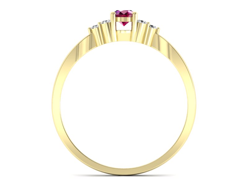 Złoty pierścionek z rubinem i brylantami - p16131zr — zdjęcie 2